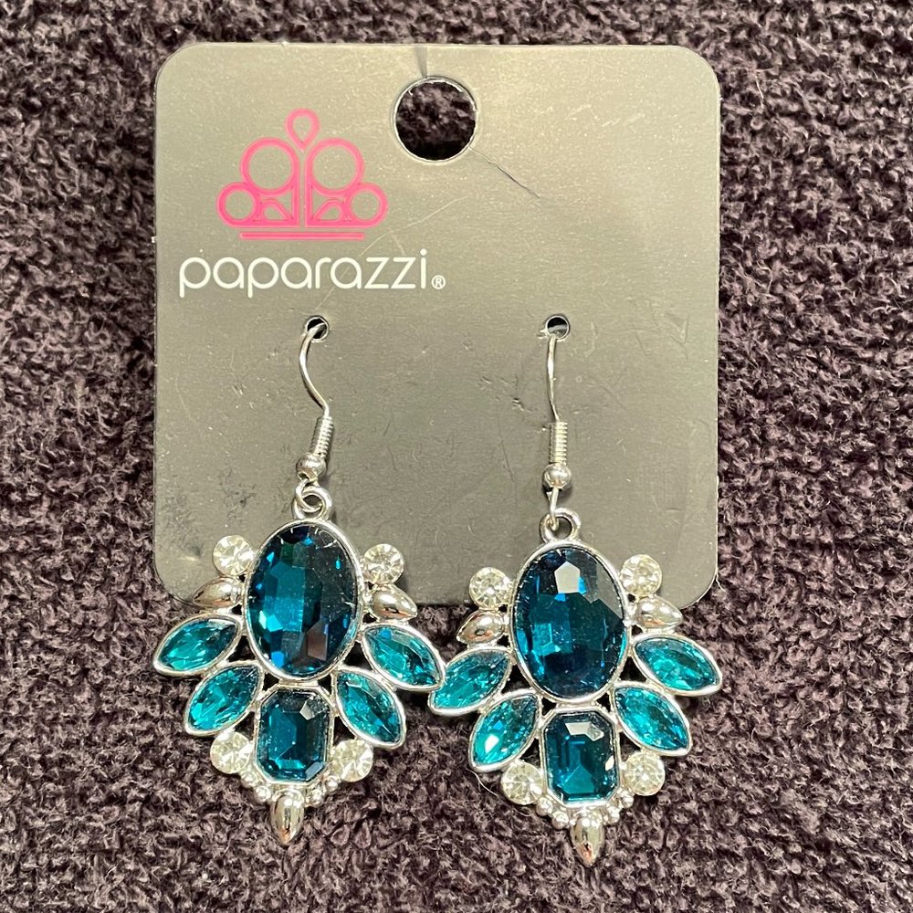 NWT - Paparazzi Blue Rhinestone Drop Dangle Earrings